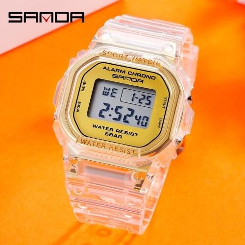 SANDA Digital Mens Watches Chrono Alarm Calendar Boy girl Sport Wrist Watch Waterproof Male Ms LED Electronic Clock reloj hombre