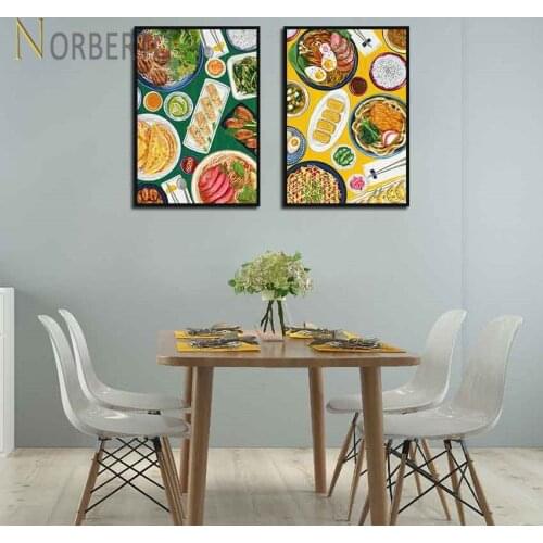 Modern Canvas Painting Poster Print Many Dishes Print Delicious Exquisite Food for Living Rooms Kitchen Gallery Wall Decoration