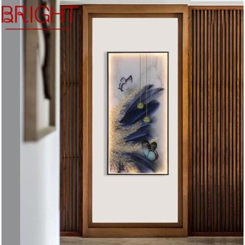 BRIGHT Modern Wall Lamps Feather Figure LED Sconces Rectangle Mural Light Creative Home For Aisle