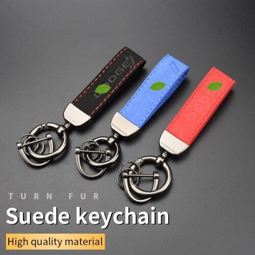 Suede Key Strap DODGE Logo Key Ring for Dodge Ram Journey Charger Dart Challenger Durango Magnum Caliber Nitro Caravan Keychain