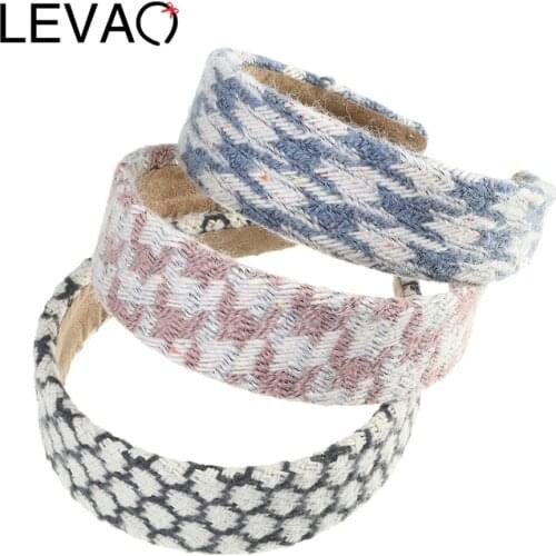 LEVAO Widened Tweed Headbands for Women Knitting Twill Bezel Retro Style Elegant Lady Hair Bands Chic Hair Accessories