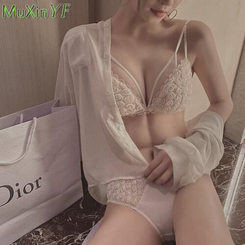 Women Bra 2021 New Seamless Underwear Female No Steel Ring Push Up Bralette Panties Set Summer Thin Triangle Cup Sexy Lingerie