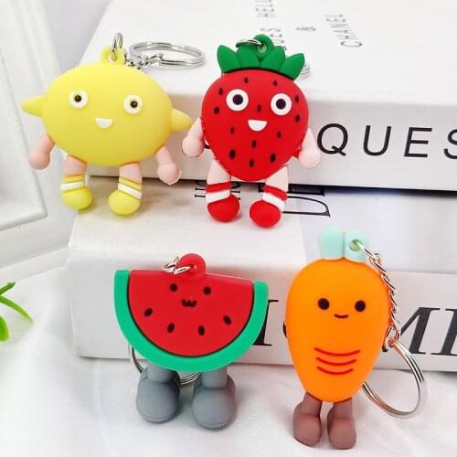 10PCS Multiple Styles Fruits Watermelon Soft cartoon Strawberry Banana watermelon Carrot Pineapple Small Pendant Cartoon Fruit k