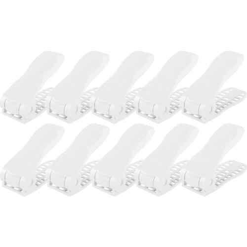 10pcs Non-Slip Design Plastic Adjustable Double Layer Shoe Rack Suitable For Placing Sports Shoes Leather Shoes Slippers