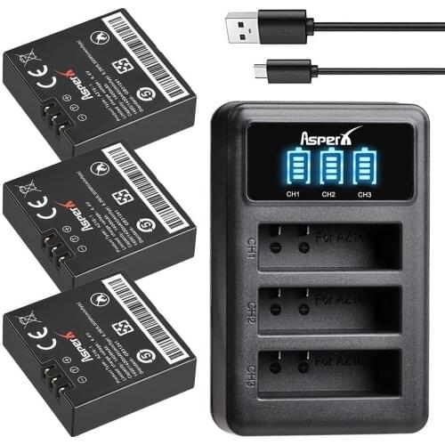 3Pcs AZ16 AZ16-1 Batteries For Original Xiaomi YI lite 2 4K 4k + LED 3slots USB Charger For Xiao yi 4k Action Camera Battery