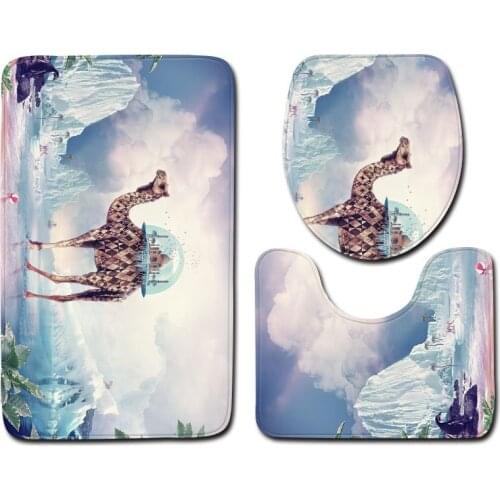 3pcs/set Vintage Cartoon Print Anti-slip Bathroom Floor Mat Home Decor Shower Non-Slip Rug Bath Door Mats