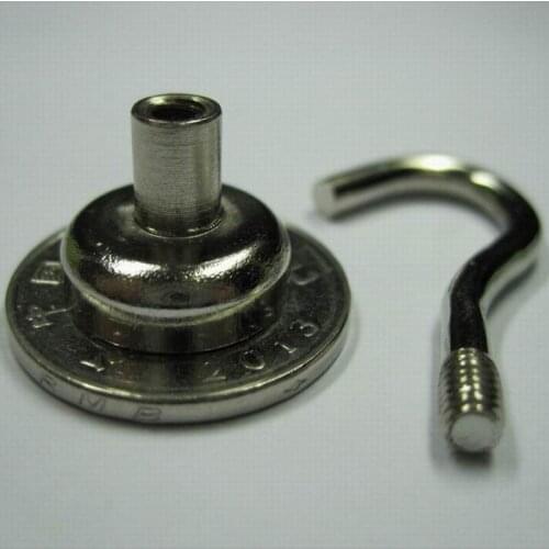 30 PCS D16mm strong neodymium magnetic hook with vertical pull force 8KG