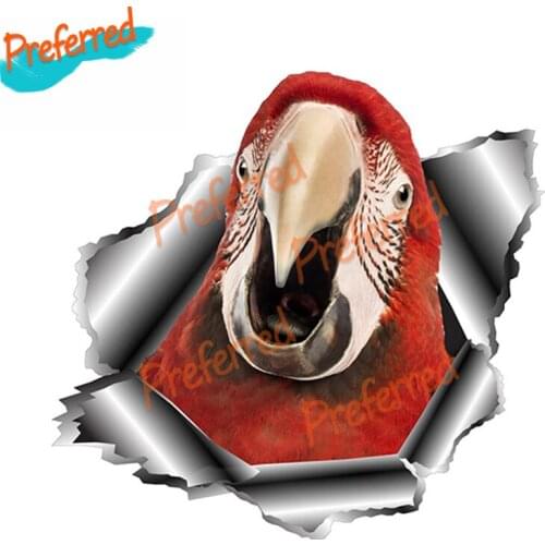 3D Parrot Torn Metal Decal Motocross Racing Laptop Helmet Trunk Wall Vinyl Car Sticker Die Cutting Waterproof PVC