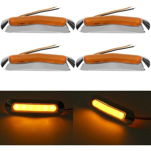 Fuleem 4PCS Bezel Amber 6 SMD LED Side Outline Marker Tail Light Clearance Lamp Truck Trailer 10V-30V Waterproof