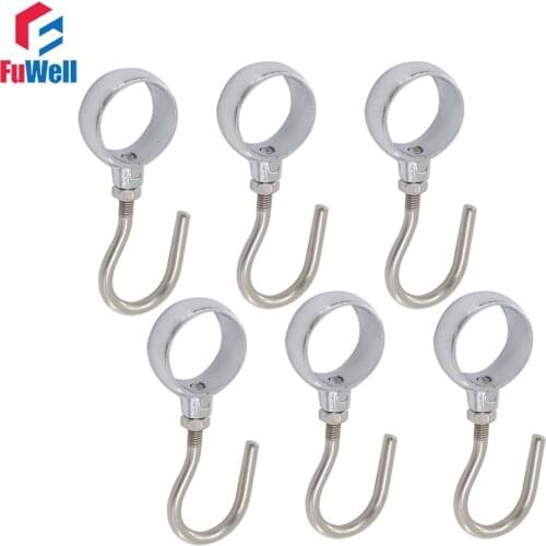 6pcs Stainless Steel Hooks for 22mm Dia. Tube Pipe Hook Kitchen Cabinet Clothes Organizer Holds Coat Hanger