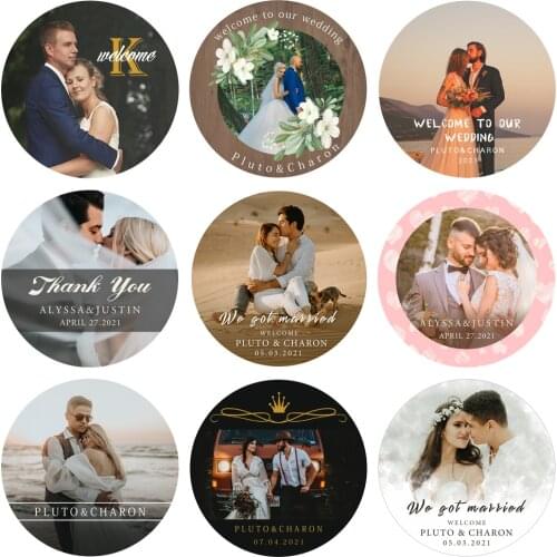 96pcs 2.5/4.5/6/7cm Personalize Printing Photo Stickers Wedding Custom Stickers Add Your Picture Candy Favors Gift Boxes Labels