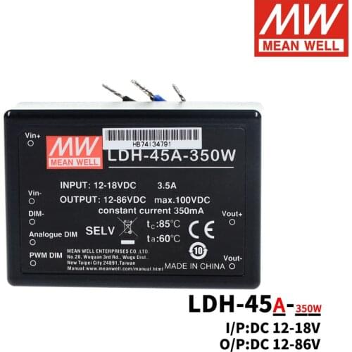 Mean Well LDH-45A-350W 350mA 30W Wire Type Boost Switching power supply DC-DC constant current LED driver