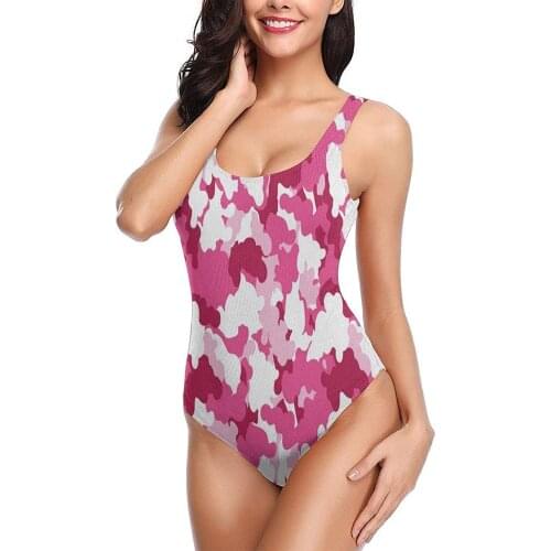 One-Piece Bathing Suits Sexy Swimsuits Swimwear For Women Teen Girls Chic Pink And White Camouflage Unique Camo
