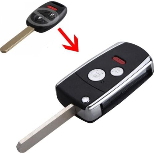 3BUT Remote Car Key Shell Fob for Honda Civic Odyssey Ridgeline Flip Key Case for Car 2+1Panic Buttons for Honda Key Shell