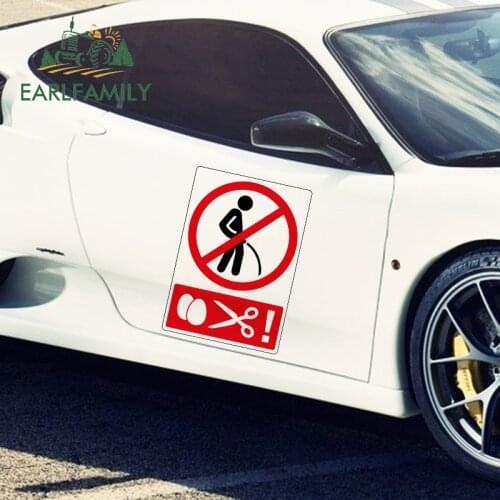 EARLFAMILY 43cm x 30.4cm for Scissors Prohibit Toilet Funny Car Sticker Creativite Surfboard Decal Waterproof Car Door Protector