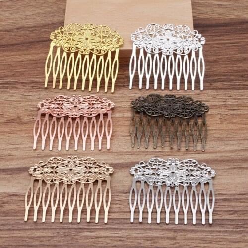 10 PCS 55*60mm Metal Hair Combs Base 10 Teeth Hair Combs Setting Wedding Headwear Accessories For Jewelry Making