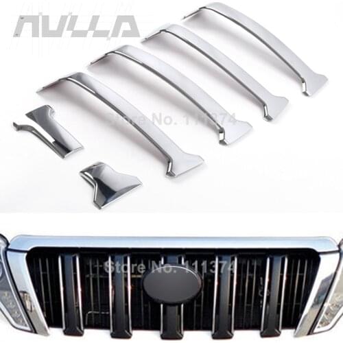 Chrome Front Grille Cover Trim For Toyota Land Cruiser 150 Prado LC150 FJ150 2014 2015 2016 2017 Decoration Frame Accessories