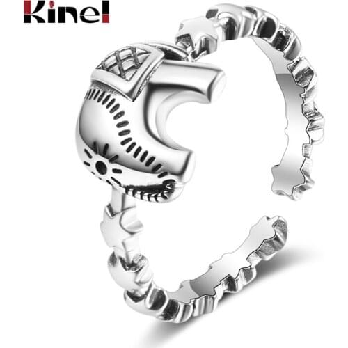 Kinel Elephant Ring 100% 925 Sterling Silver Stackable Animal Collection Punk Vintage Rings for Women Silver Jewelry New