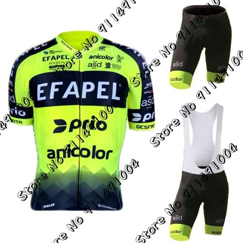 Team Efapel 2021 Cycling Jersey Set Mens Fluorescence Clothing Summer Road Bike Shirts Bicycle Bib Shorts Ropa Ciclismo Maillot