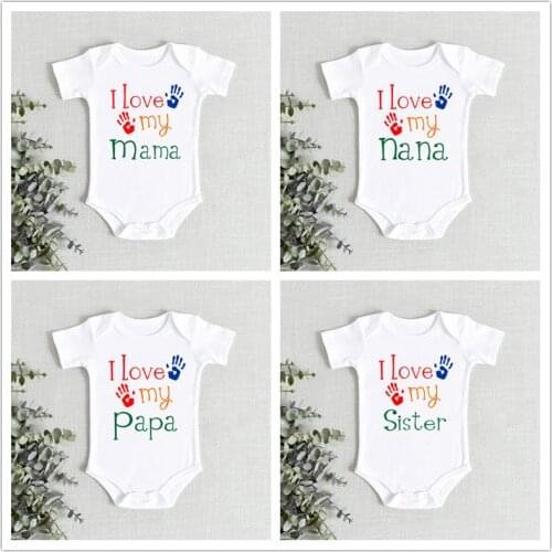 Cute I Love My Papa Mama Nana Baby Bodysuit 100% Cotton Short Sleeve Newborn Baby Clothes 0-24M Baby Romper