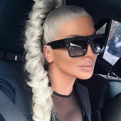 2021 New Oversized Men luxury Brand designer women sunglasses Flat mirror Vintage male crystal glasses 97254