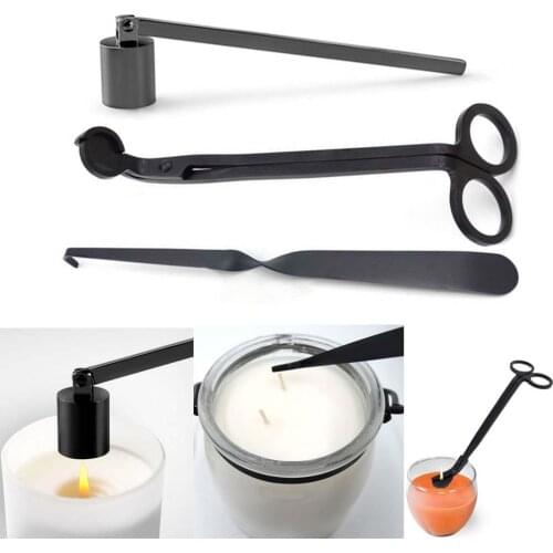 3Pcs/Set Candle Accessory Set Candle Extinguisher Tool Candle Snuffer Trimmer Dipper Kits Home Decor For Party Wedding Black