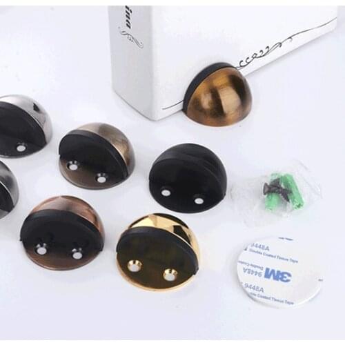 Non Punching Sticker Hidden Stainless Steel Rubber Door Stopper Door Holders Catch Floor Mounted Nail-free Door Stops