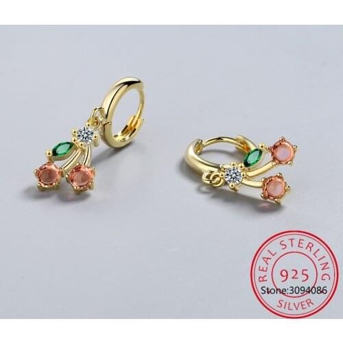 Summer New 100% 925 Sterling Silver Sweet Cherry Drop Earrings for Women Red Enamel Fashion Silver Earrings Jewelry CQE905