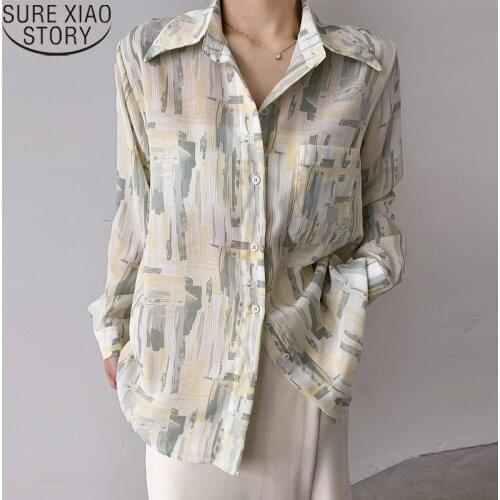 Print Shirt Plus Size Loose Clothes New Autumn Long Sleeve Shirts Fashion Women Tops Turn Down Collar Shirts Blusa Mujer 16957