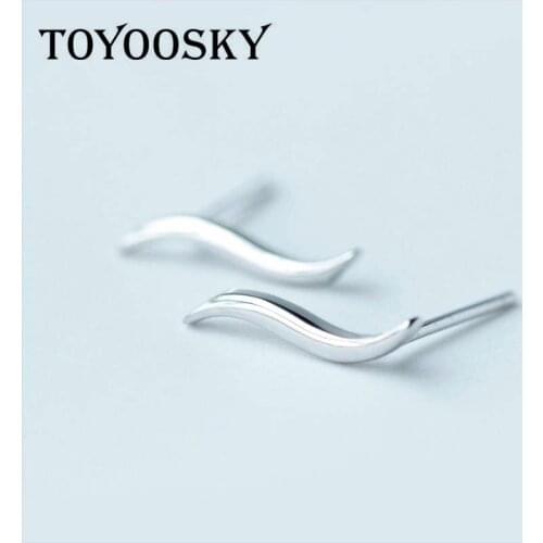 Silver Sweep Wrap Earrings Women Minimalist Ear Studs Climber Cuff Earrings Small Simple Design 2020 Hot Sale Minimalist Jewelry