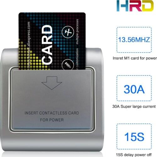 Silver Color Frequency 13.56MHz HF Type MF 1K S50 Hotel Energy Saving Switch Room Card Wall Holder