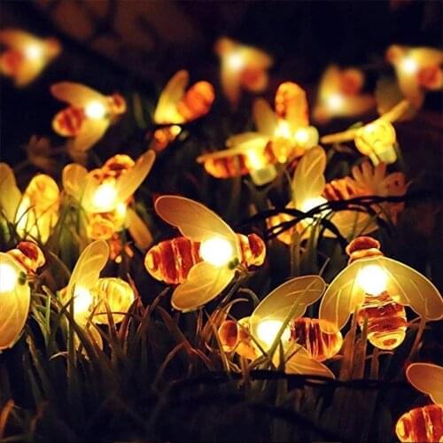 LED Solar Bee String Lights Outdoor Solar Power LEDs Strings Waterproof Decors Lamp Garden Christmas Holiday Decor Outdoor