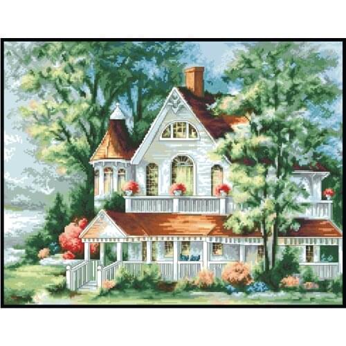 Quiet Villa Counted Cross Stitch Patterns Embroidery Kits Printed Fabric Needlework 11CT 14CT DIY Craft Home Decoration Painting