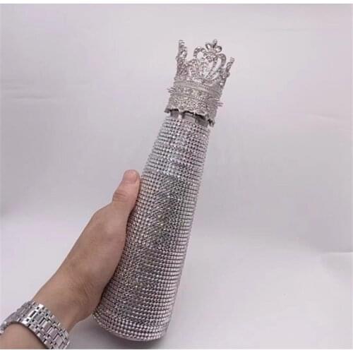 Large-capacity Diamond Crown Vacuum Flask Creative High-value Rhinestone Cup Cute Water Bottle Thermos Mug Kawaii Bottle Cup