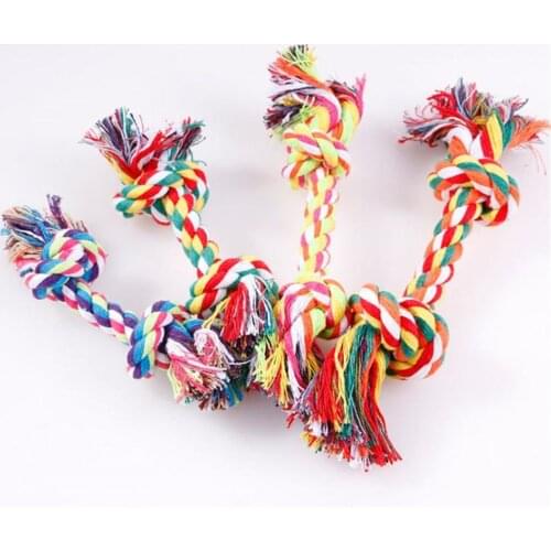 1 Pcs Pets Dogs Pet Supplies Pet Dog Puppy Cotton Chew Knot Toy Braided Bone Shape Rope Random Color Molar Funny Bite Tools