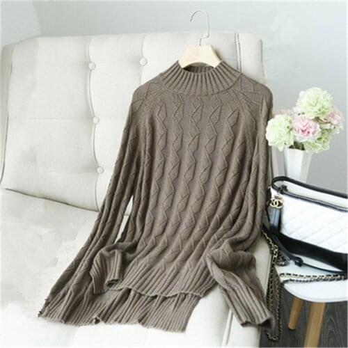 Pure cashmere half high collar knit women fashion solid argyle slim pullover sweater S-2XL retail wholesale