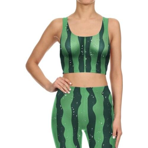 CLOOCL Summer New Fruit Watermelon Suits Women Push Up Leggings 2 Piece Sets Fashion Sportswear 3D Digital Printed Crop Suit