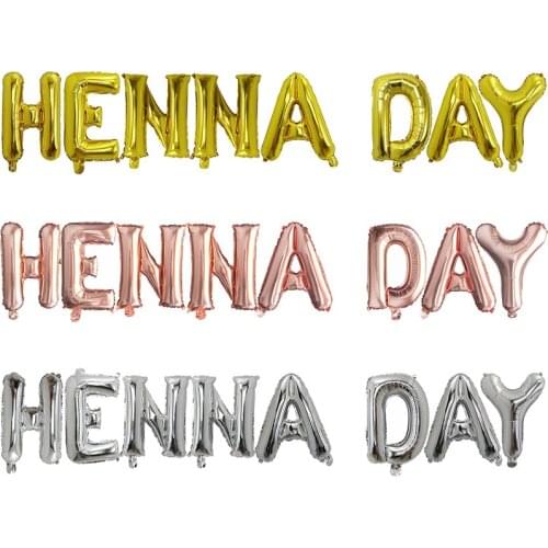 1set Rose gold Silver Bridal Henna day party decoration banner gold balloons bunting decor 16inch Letter balloons