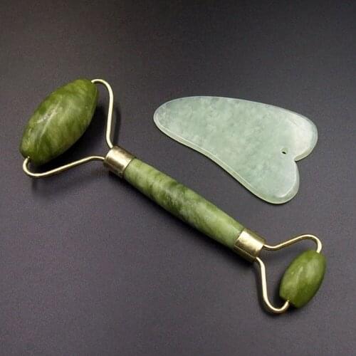 1pcs Facial Massage Jade Roller Face Neck Natural Stone Health Care Body Jade Guasha Board Beauty Tool Set