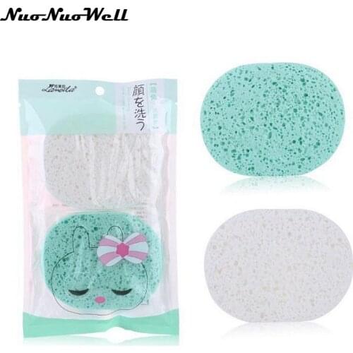 2pcs/set Women Ladies Natural Wood Fiber Facial Puff Face Cleanse Washing Sponge Exfoliator Cleansing Sponge Beauty Tools