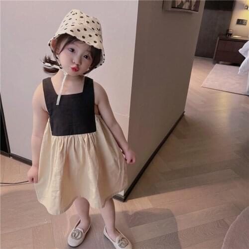 2021 Summer Baby Girls Dress Korean Retro Style Back Color Kids Girl Princess Dresses Sleeveless Ckothes