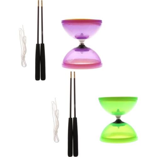 2x Professional 1-Bearing 5-inch Chinese Yoyo Diabolo Toy & Aluminum Sticks