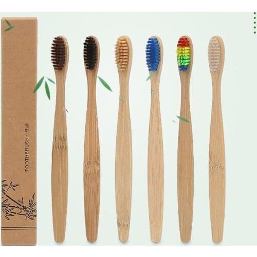 500pcs Wood Rainbow Toothbrush Bamboo Environmentally ToothBrush Bamboo Fibre Wooden Handle Tooth brush SN2487