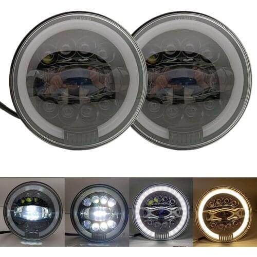 7'' LED DRL Headlight 4x4 7inch Round halo Headlights For Jeep JK VAZ 2121 Lada Niva 7" LED Headlamp with Amber Turn Signal