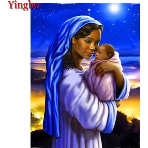 5d Diamond Painting Black Portrait Mom And Baby Diamond Embroidery Full Drill Square Picture Of Rhinestones Home Decoration