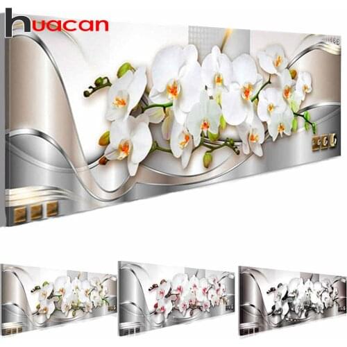 Huacan 5d Mosaic Diamond Embroidery Cross Stitch New Arrivals Orchid Full Square Diamond Painting Flower DIY Creative Hobbies