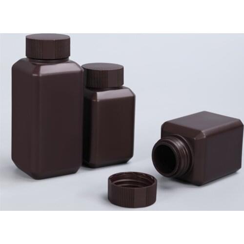 10Pcs Dark Brown plastic bottle Narrow Mouth Square bottles liquid Storage Container 30ML/60ML/100ML/250ML
