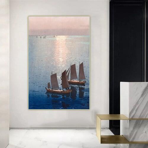 Citon Hiroshi Yoshida《Japan Sailboats.1926》Canvas Art Oil Painting Artwork Poster Picture Wall Decor Home Living room Decoration