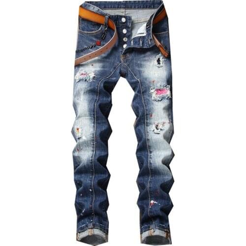 New Fashion Design High Quality Denim Jeans Men Hip Hop Ripped Skinny Jeans For Men
