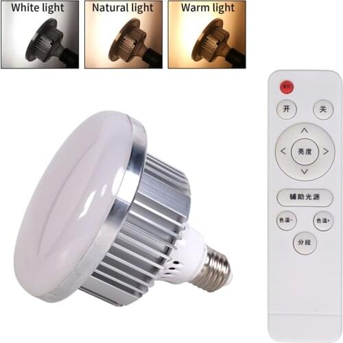 E27 LED Lamp Adjustable Mushroom Lamp Photography lighting Bulb With Remote Control Dimmable White Light,Natura lLight,WarmLight
